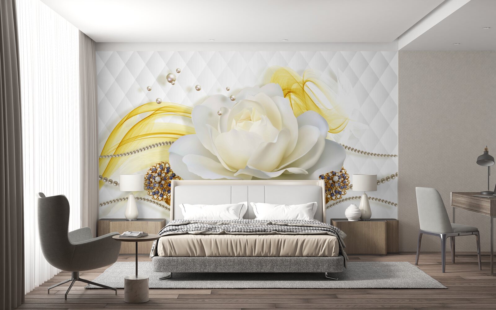 Fototapet broșe cu trandafir de alabastru și pietre încrustate