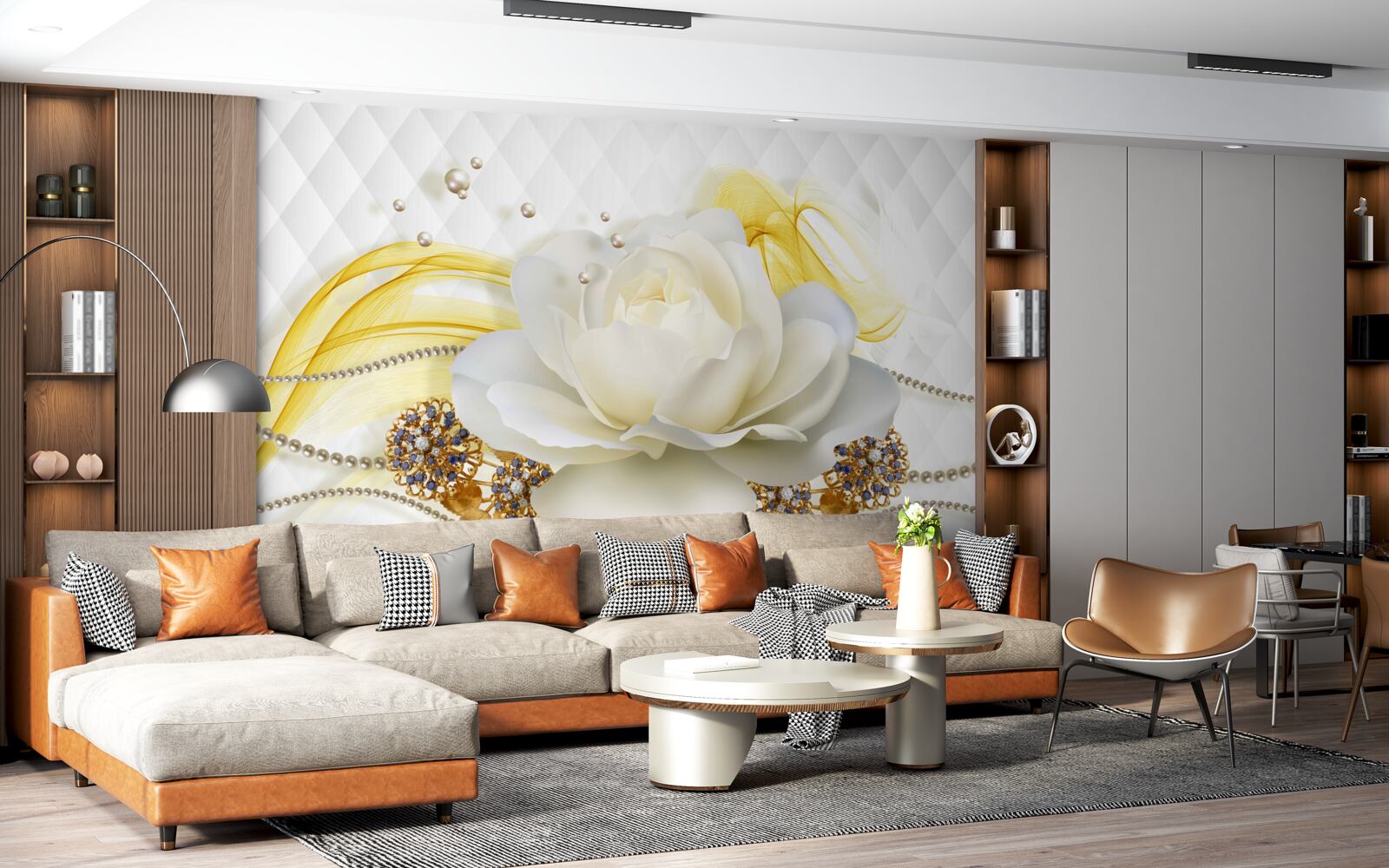 Fototapet broșe cu trandafir de alabastru și pietre încrustate