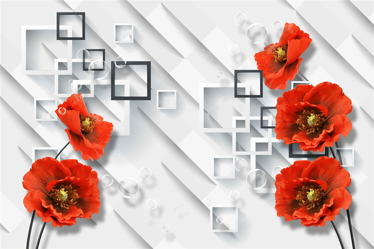 Fototapet maci roșii magnifici pe un fundal neobișnuit