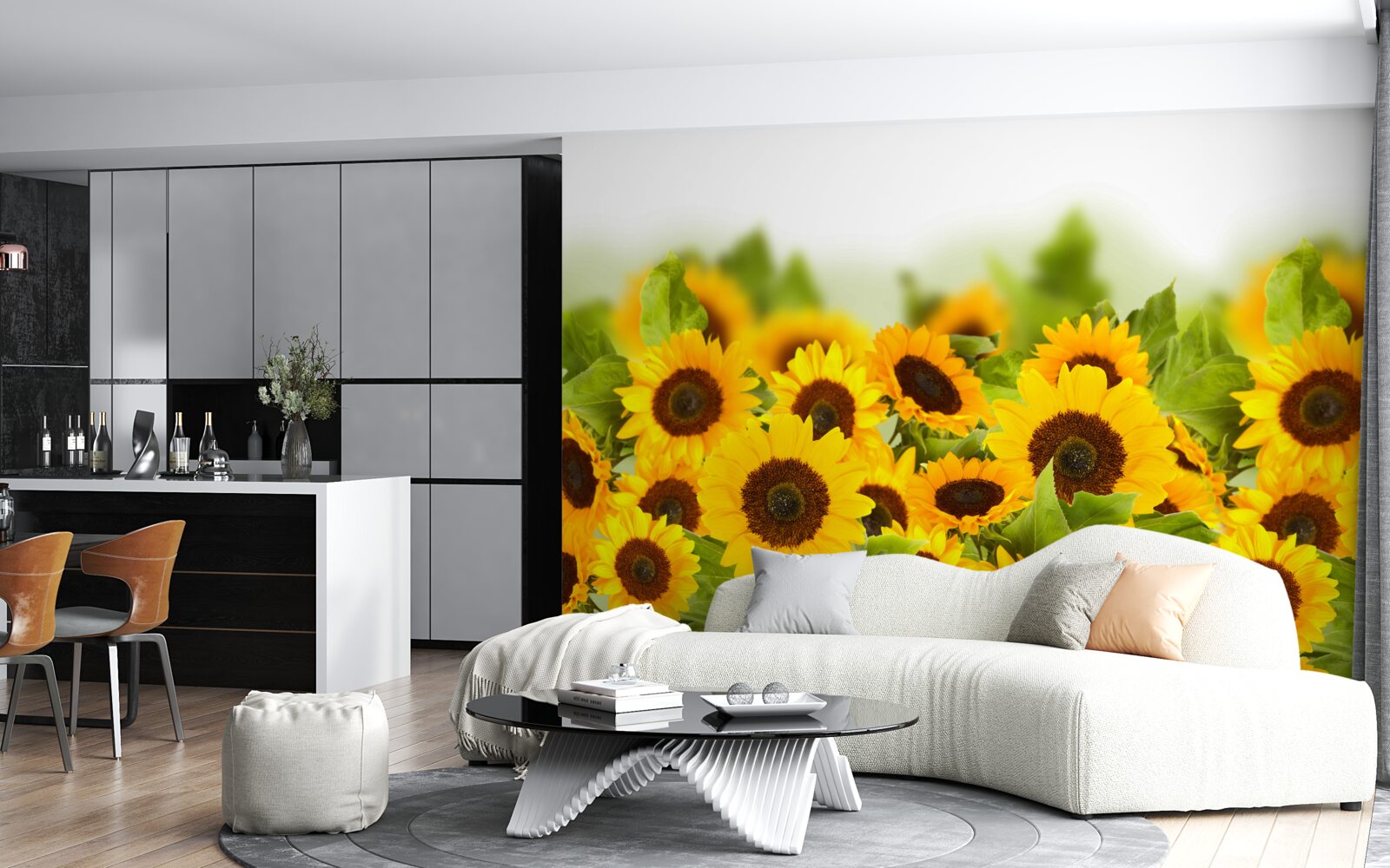 Fototapet există un număr incredibil de floarea-soarelui