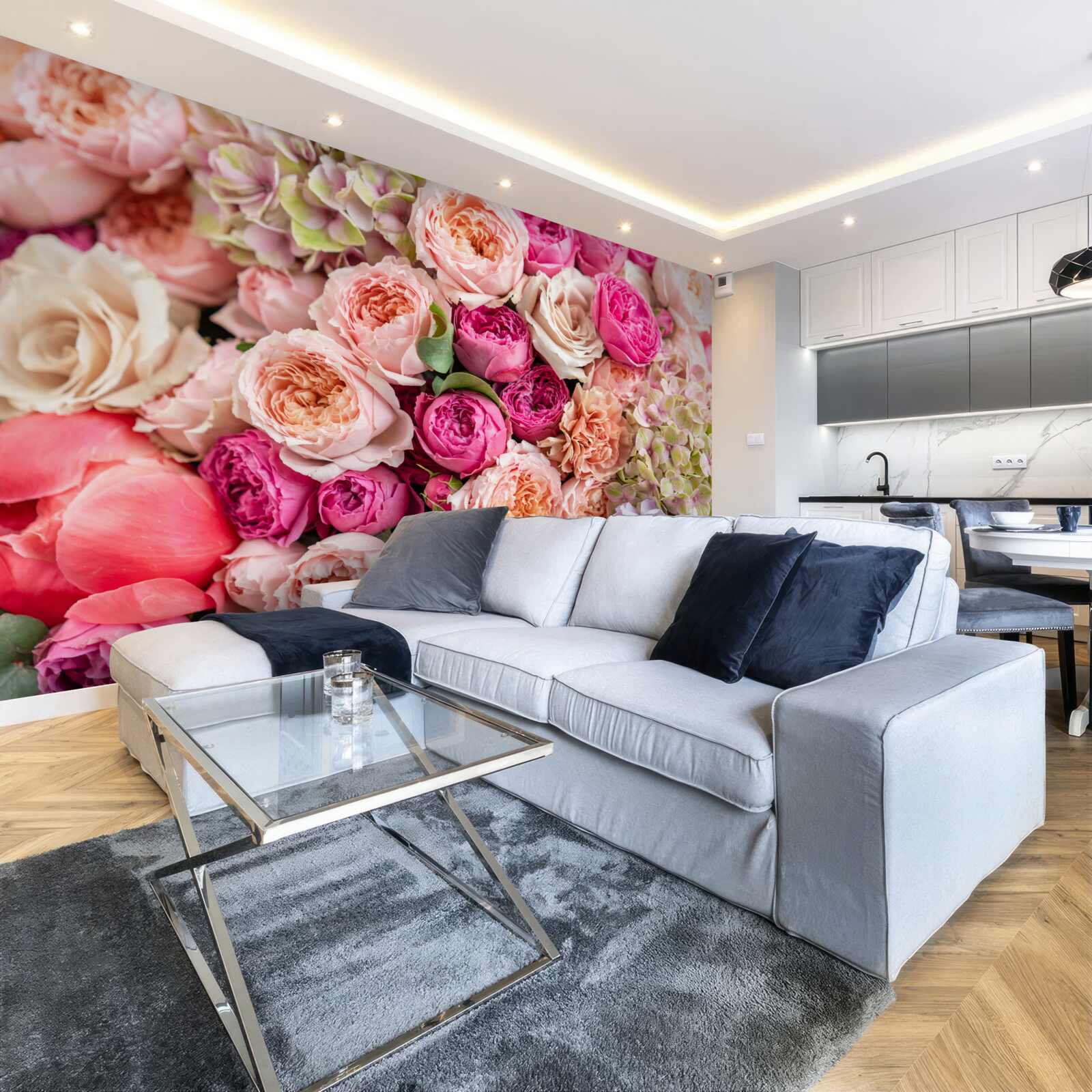 Fototapet o combinație de trandafiri magnifici diferiți într-un buchet