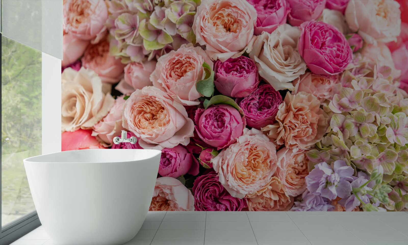 Fototapet o combinație de trandafiri magnifici diferiți într-un buchet