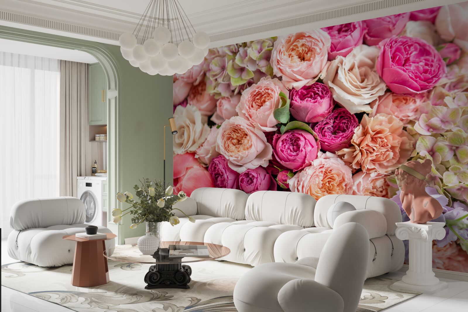 Fototapet o combinație de trandafiri magnifici diferiți într-un buchet