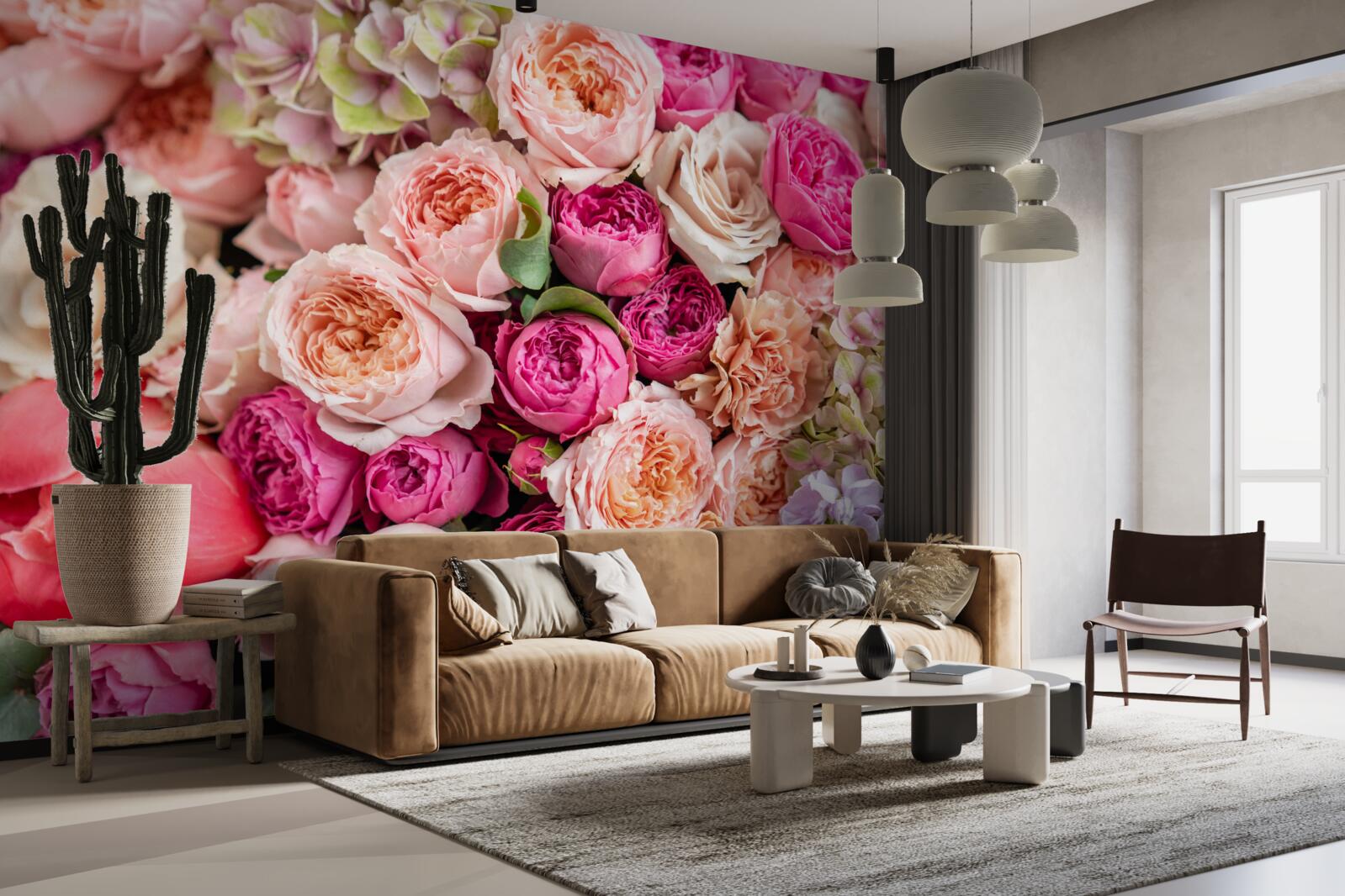 Fototapet o combinație de trandafiri magnifici diferiți într-un buchet