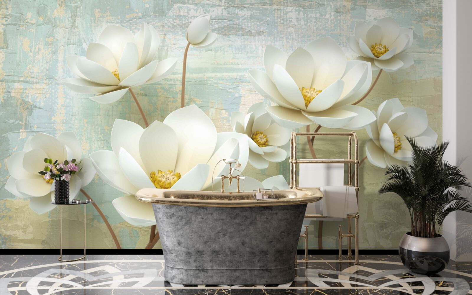 Fototapet ramurile magnoliei înfloresc alb