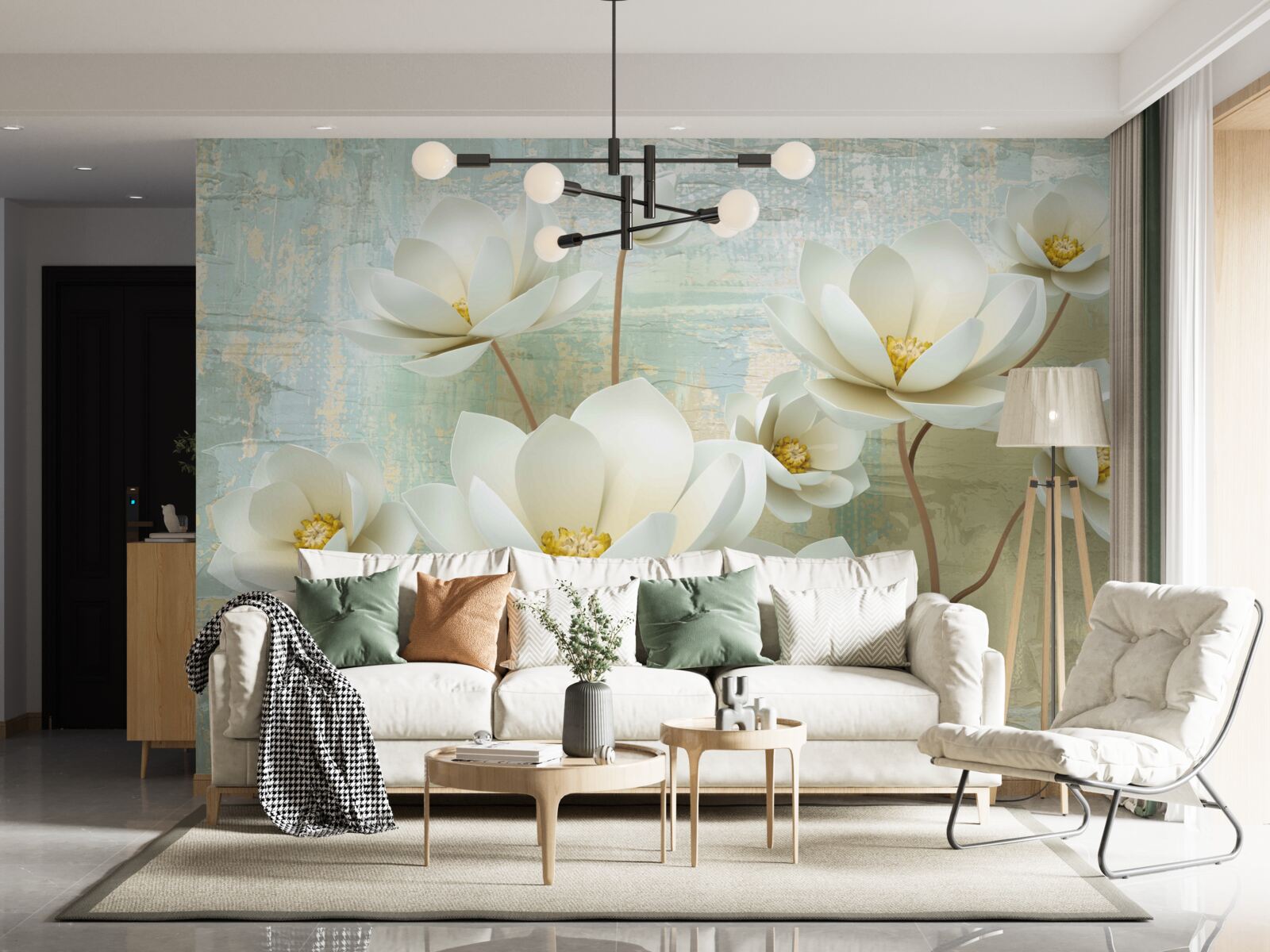 Fototapet ramurile magnoliei înfloresc alb