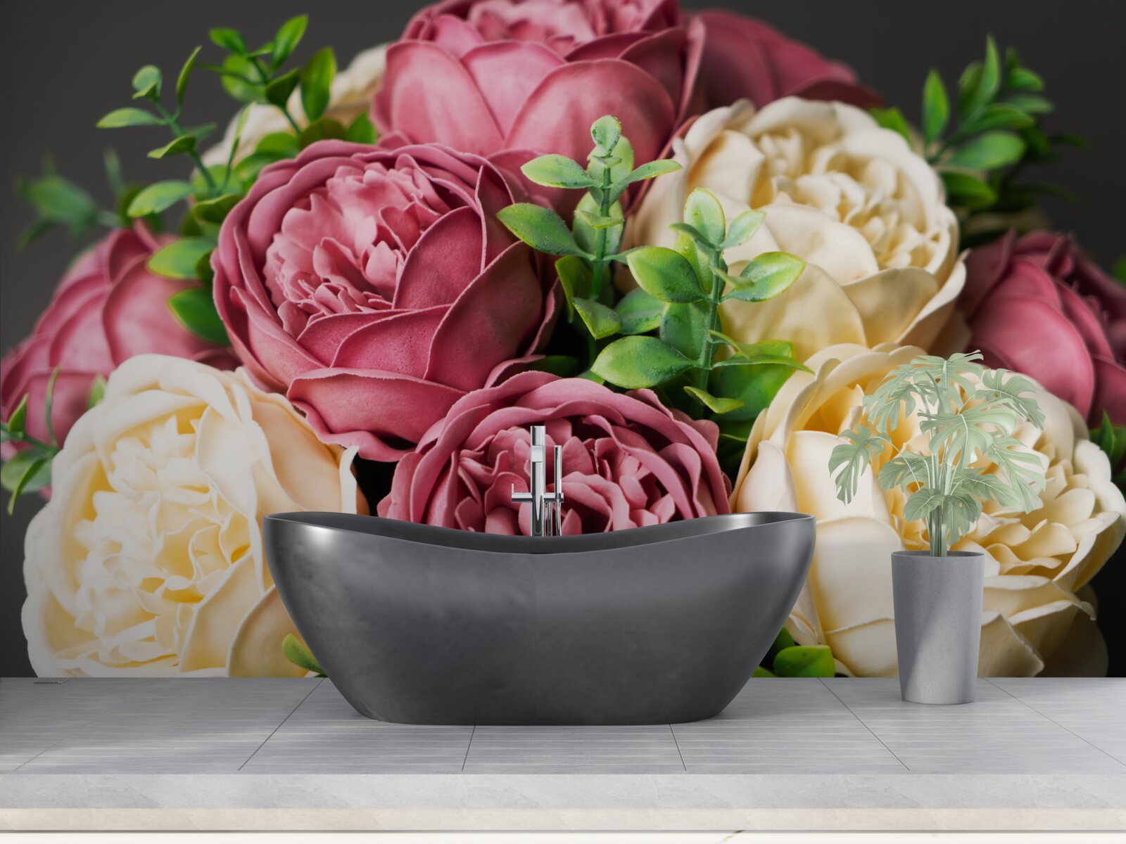 Fototapet buchet de trandafiri cu bujori