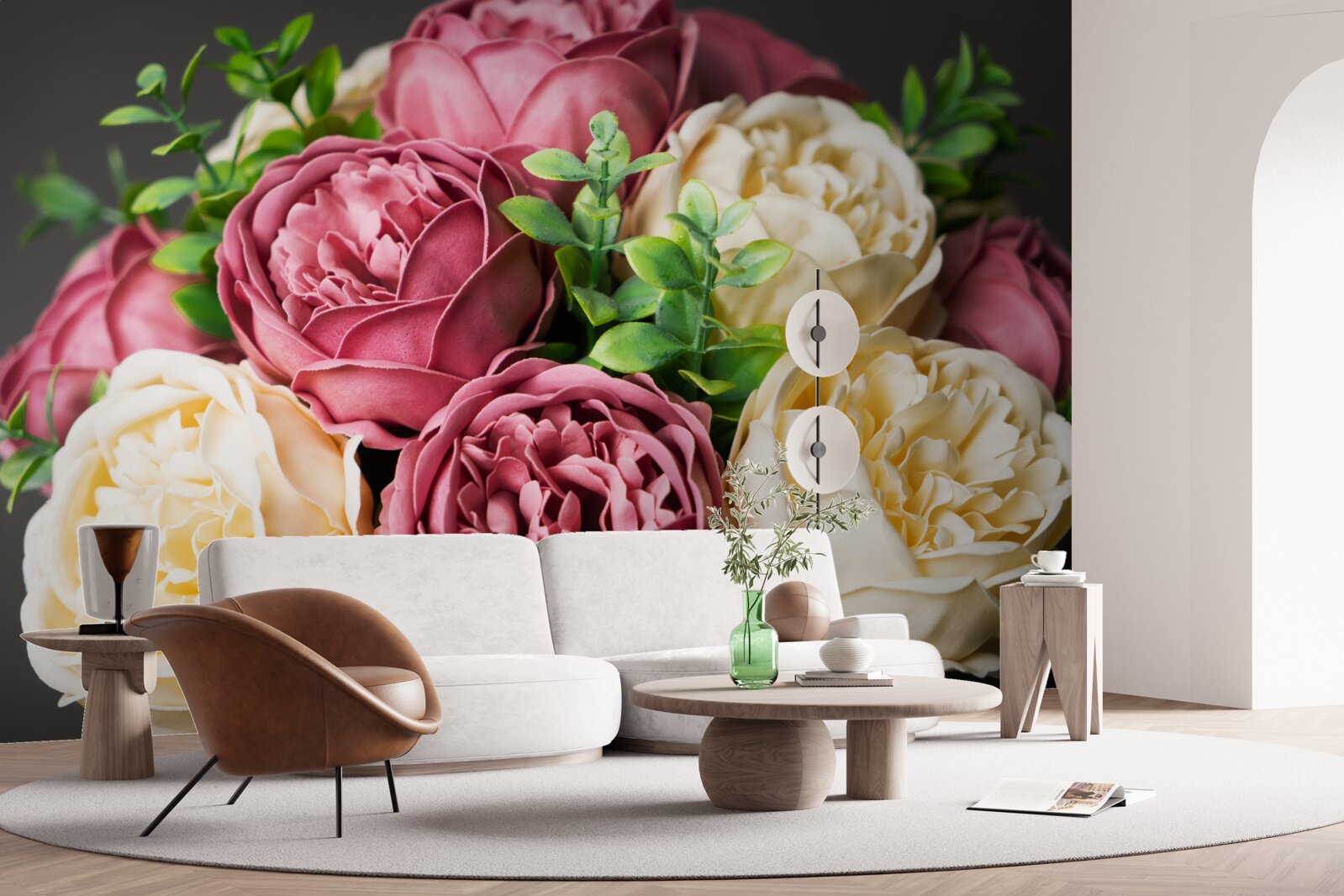 Fototapet buchet de trandafiri cu bujori