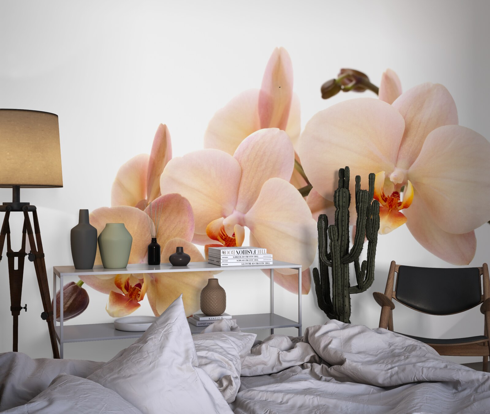 Fototapet ramură izolată a unei orhidee piersică