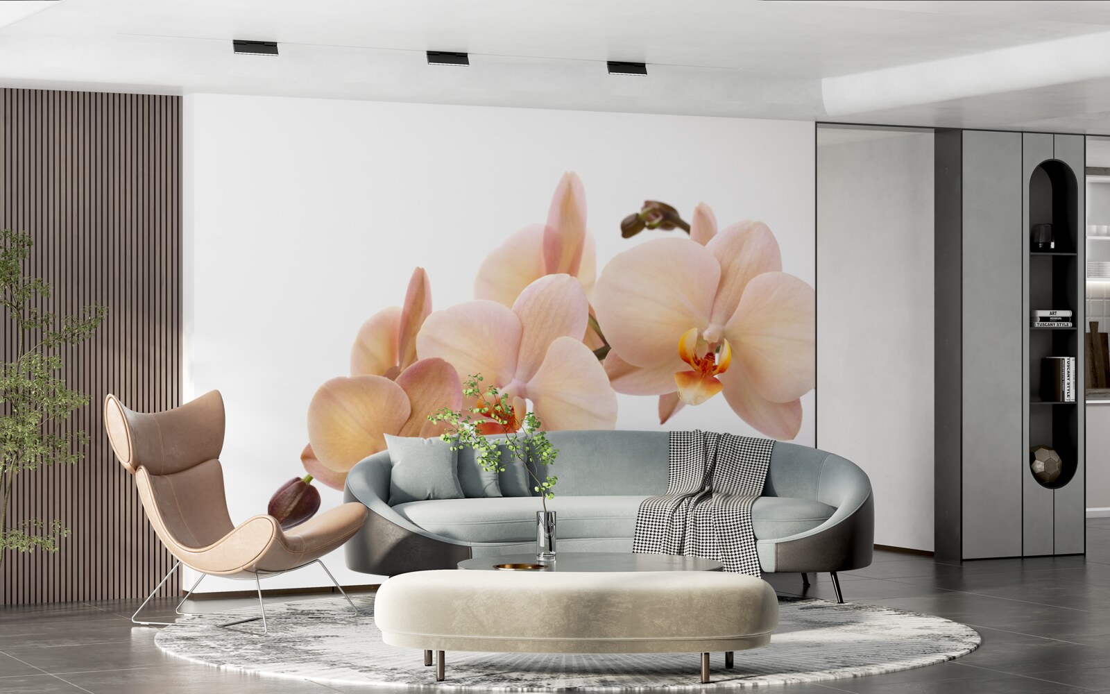 Fototapet ramură izolată a unei orhidee piersică