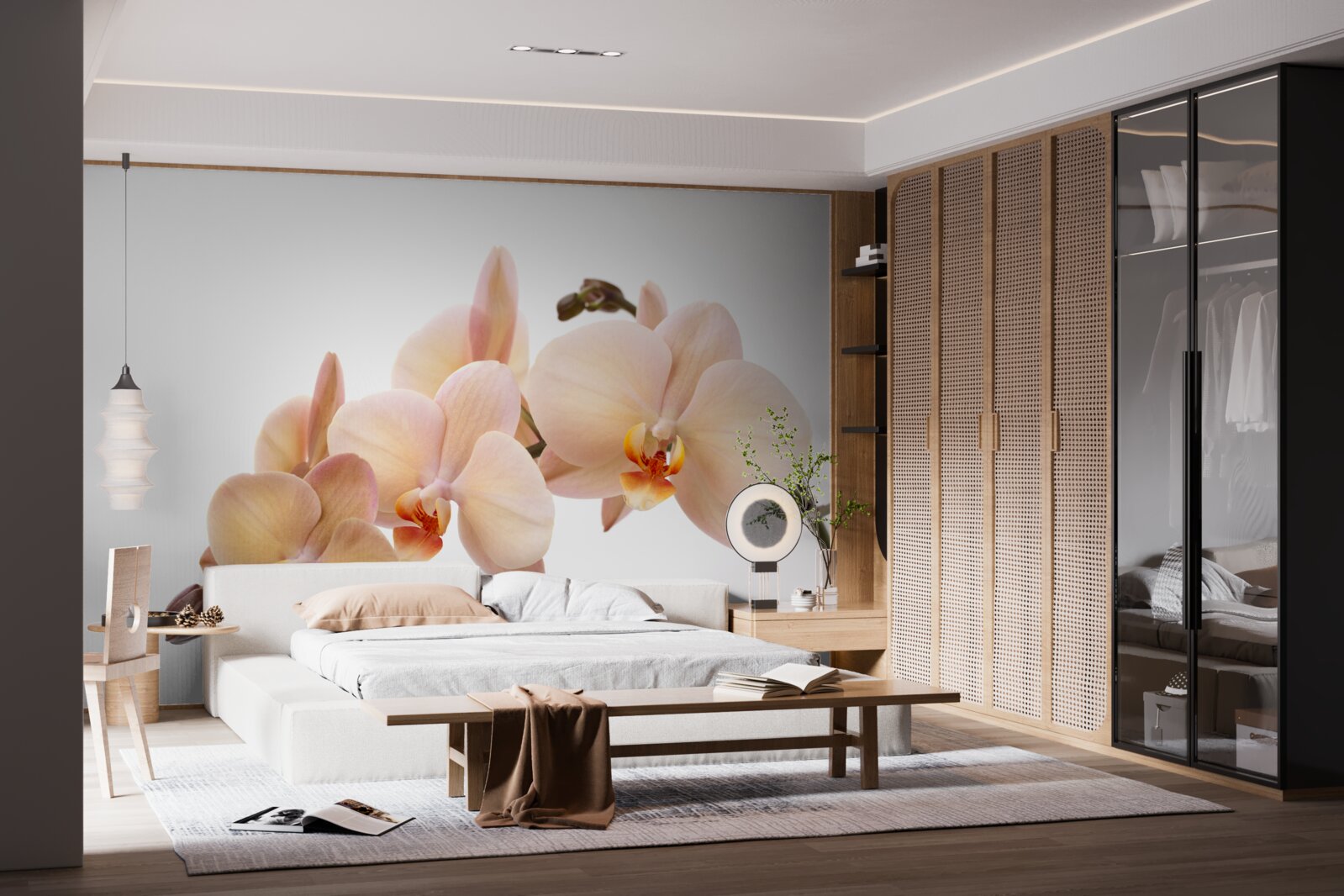 Fototapet ramură izolată a unei orhidee piersică