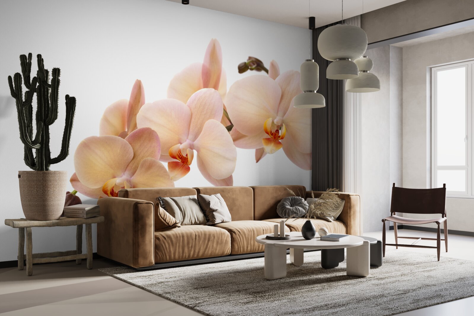 Fototapet ramură izolată a unei orhidee piersică