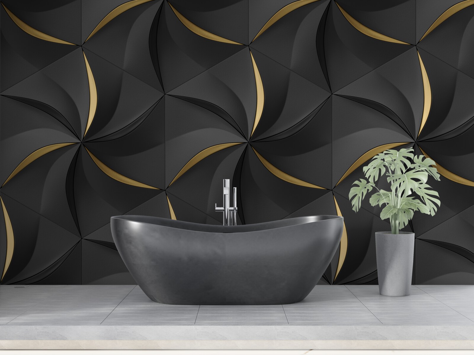 Fototapet spirale aurii pe un fundal negru