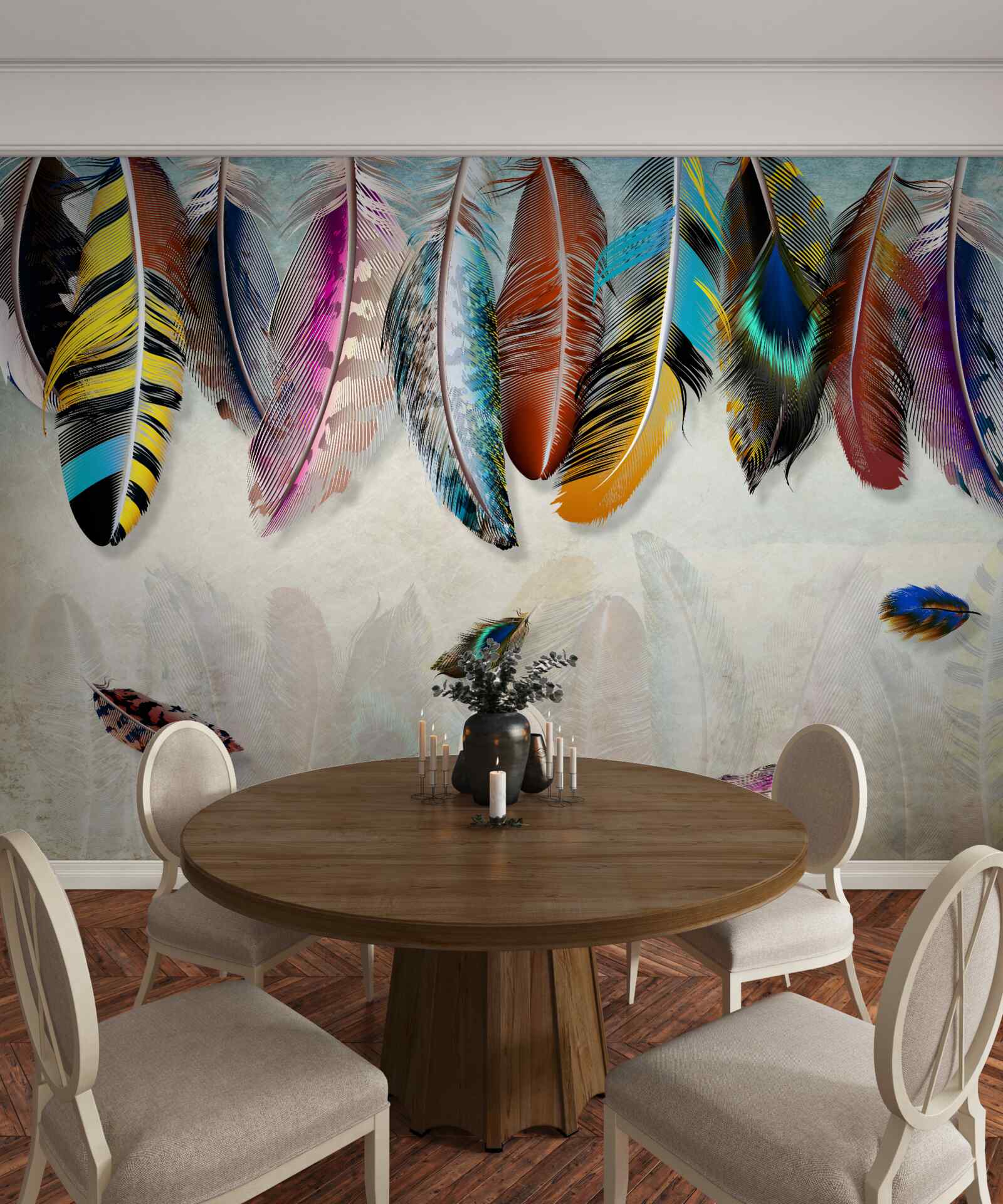 Fototapet elegant, designer de penaj luminos