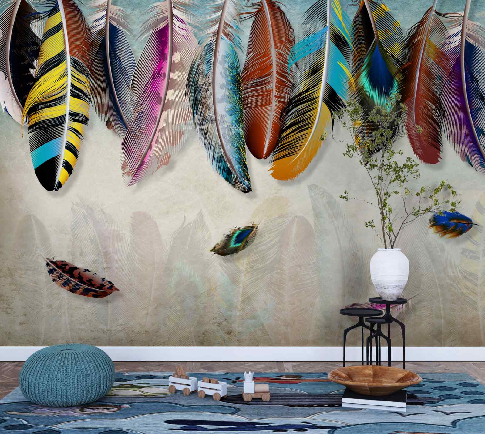 Fototapet elegant, designer de penaj luminos