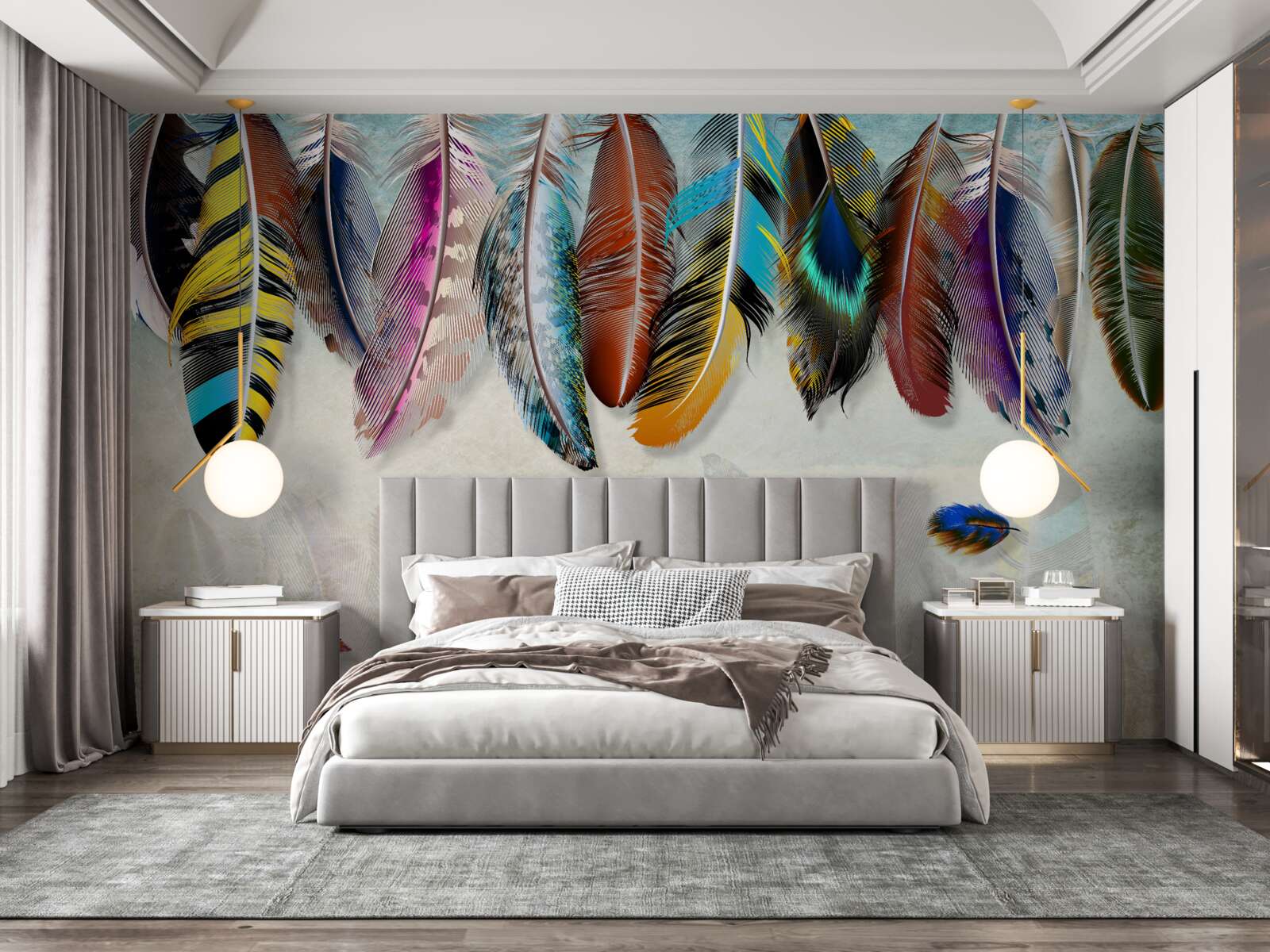 Fototapet elegant, designer de penaj luminos