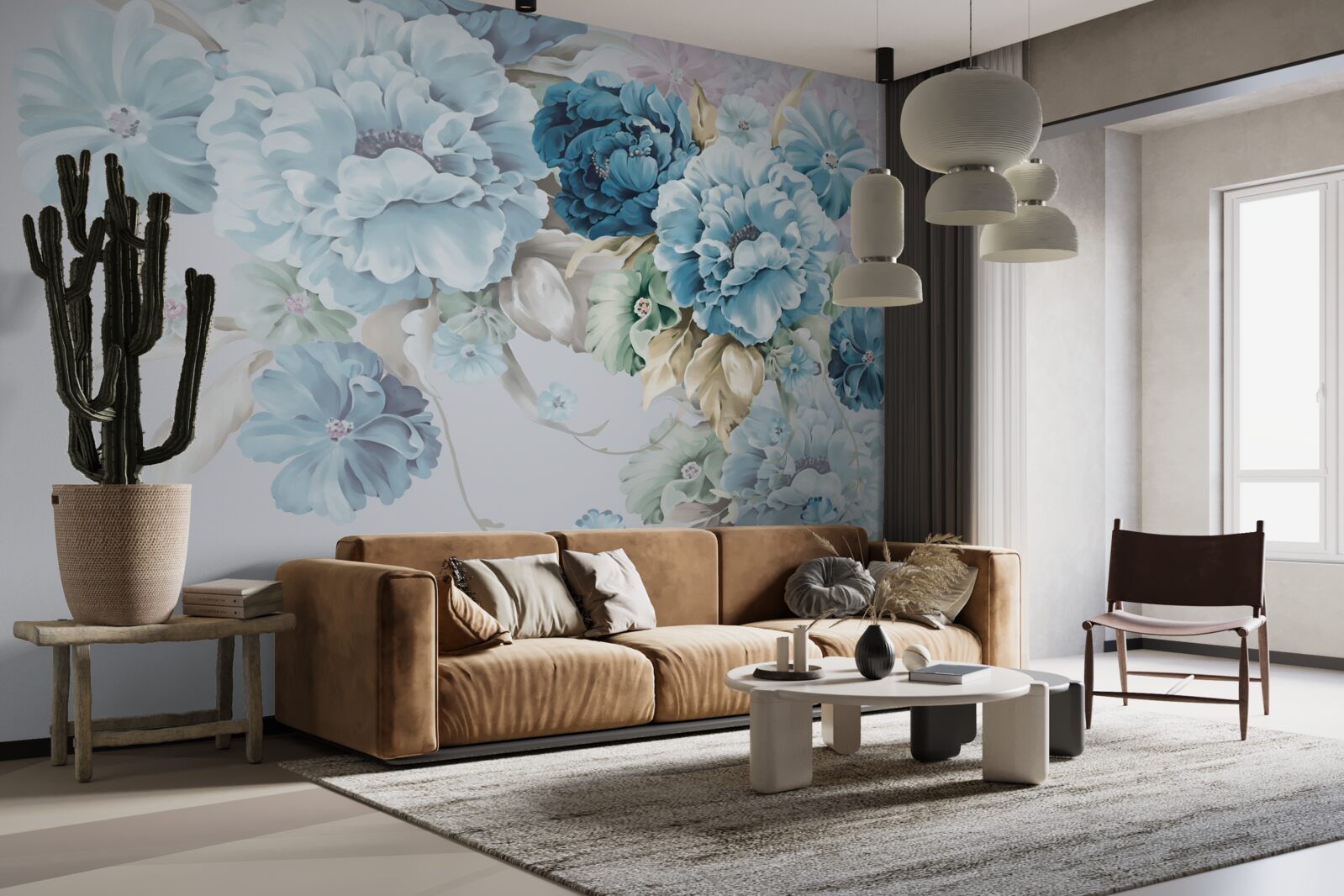 Fototapet compoziția conține liliac și flori albastre