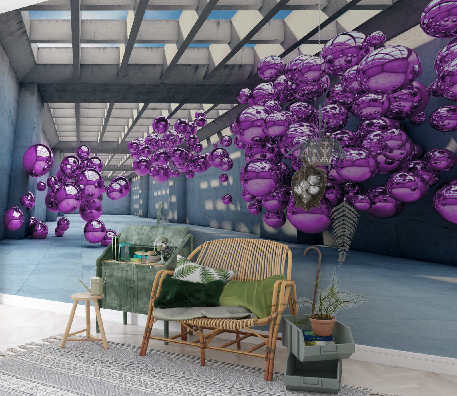 Fototapet bile de liliac plutesc în cameră