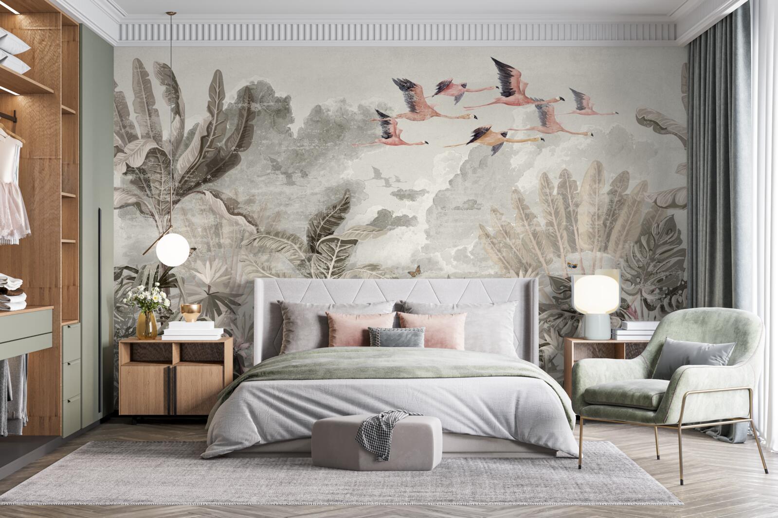 Fototapet păsările zboară în căutarea unui nou habitat