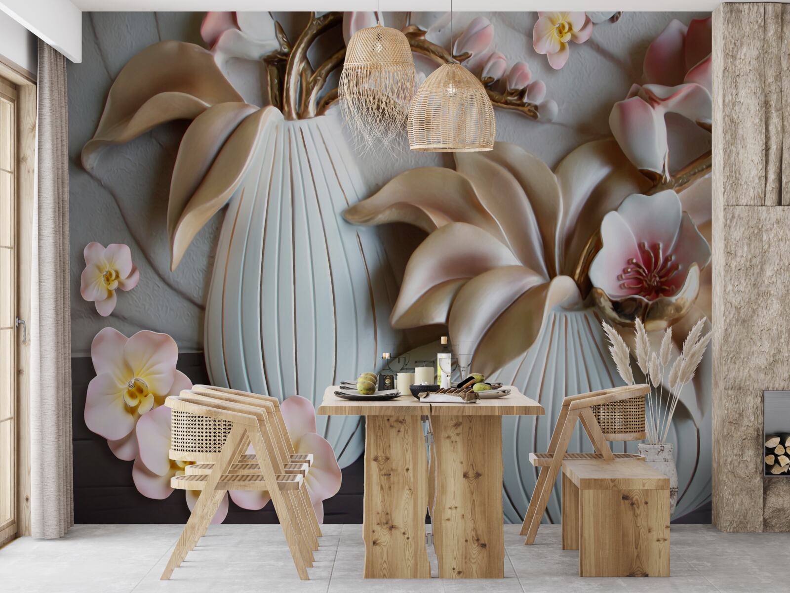 Fototapet diverse vaze albe pentru orhidee