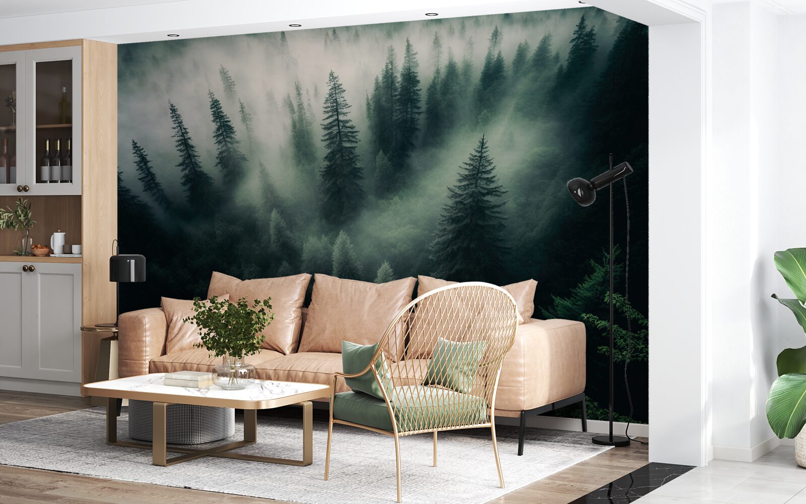 Fototapet ceață într-un colț mohorât de pin