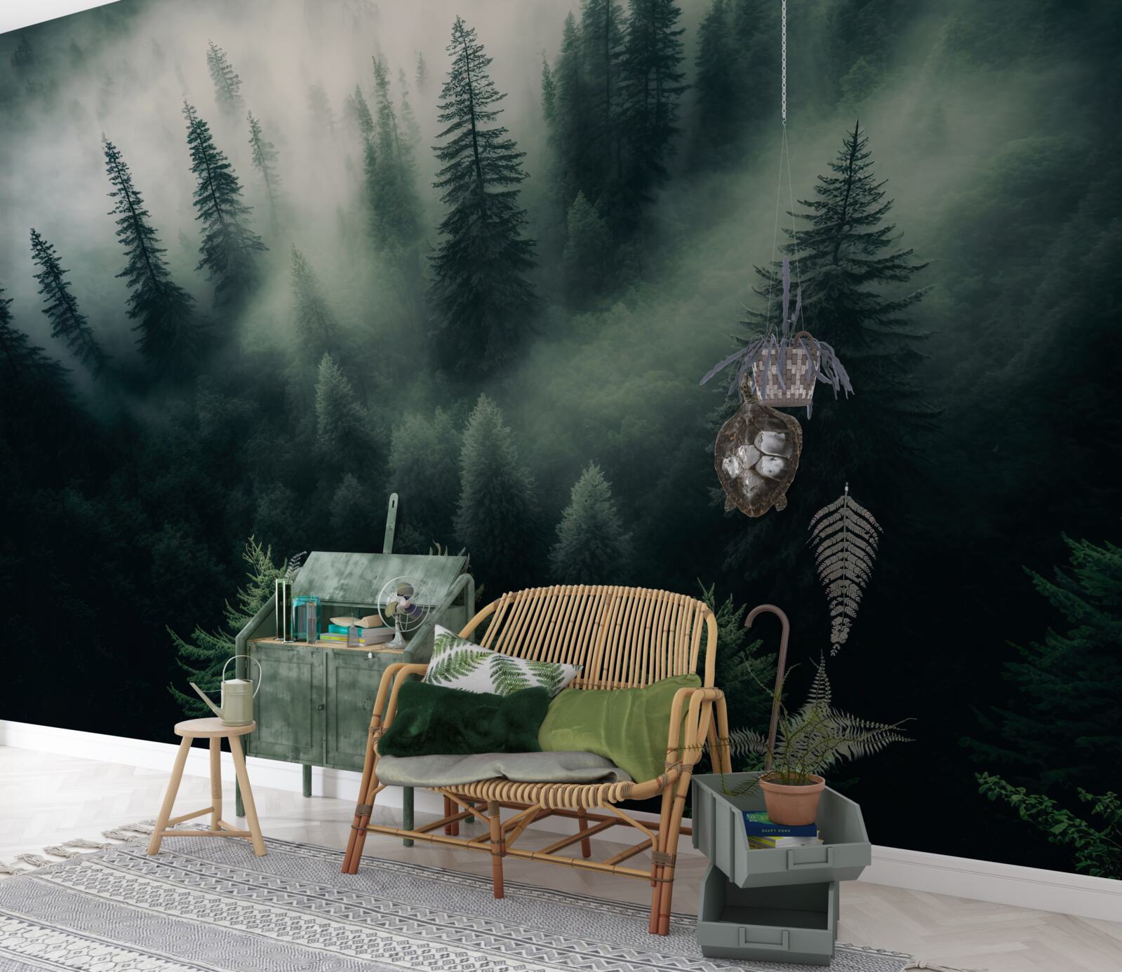 Fototapet ceață într-un colț mohorât de pin