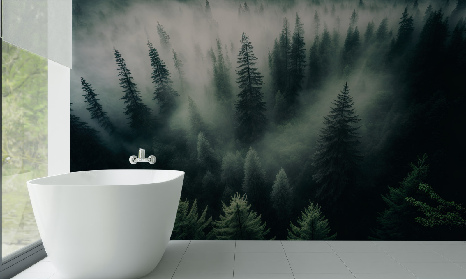 Fototapet ceață într-un colț mohorât de pin