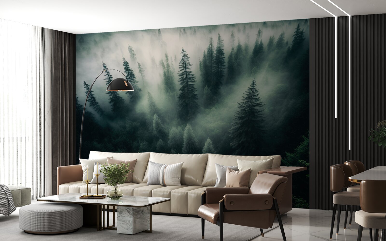 Fototapet ceață într-un colț mohorât de pin