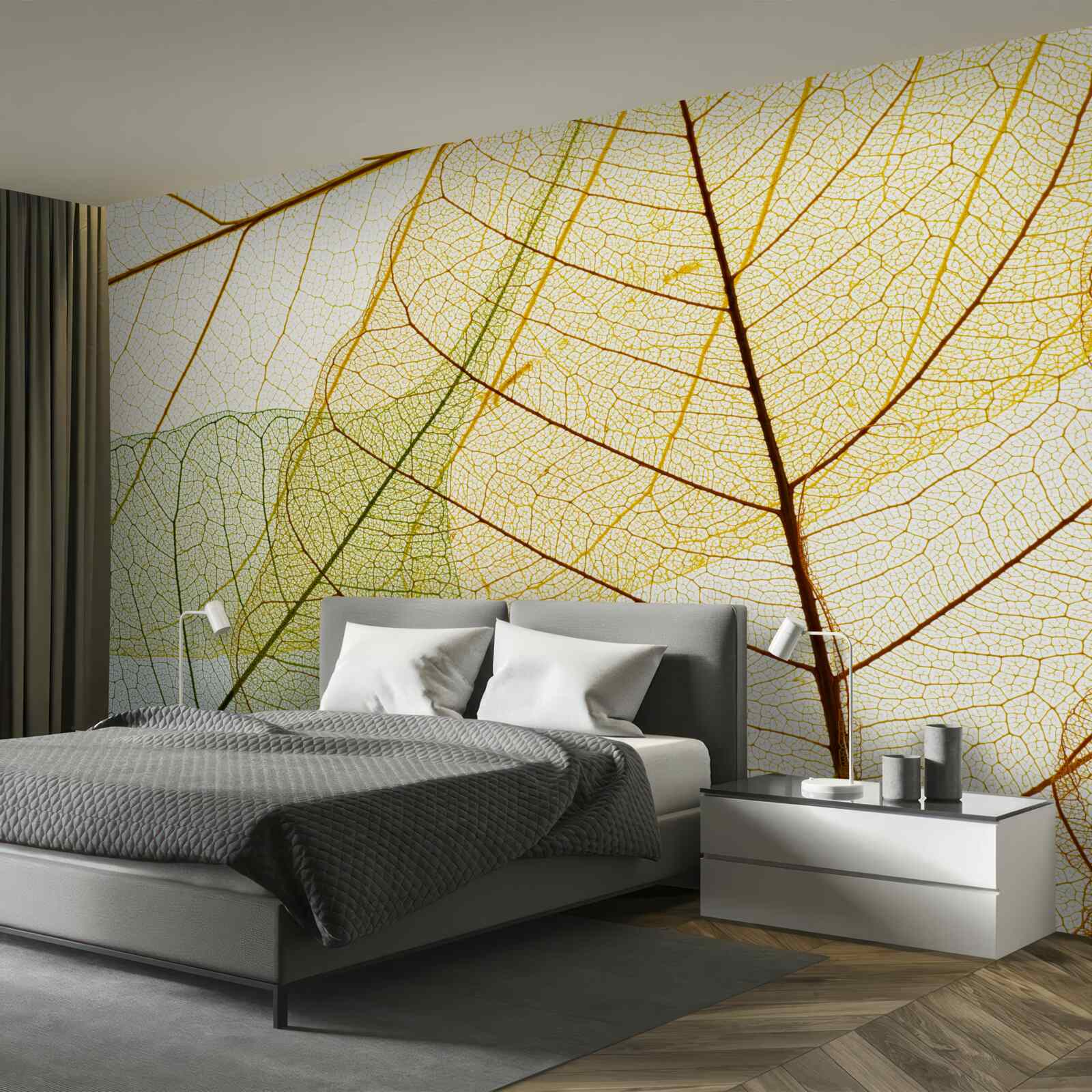 Fototapet frunze de toamnă, transparente și galbene