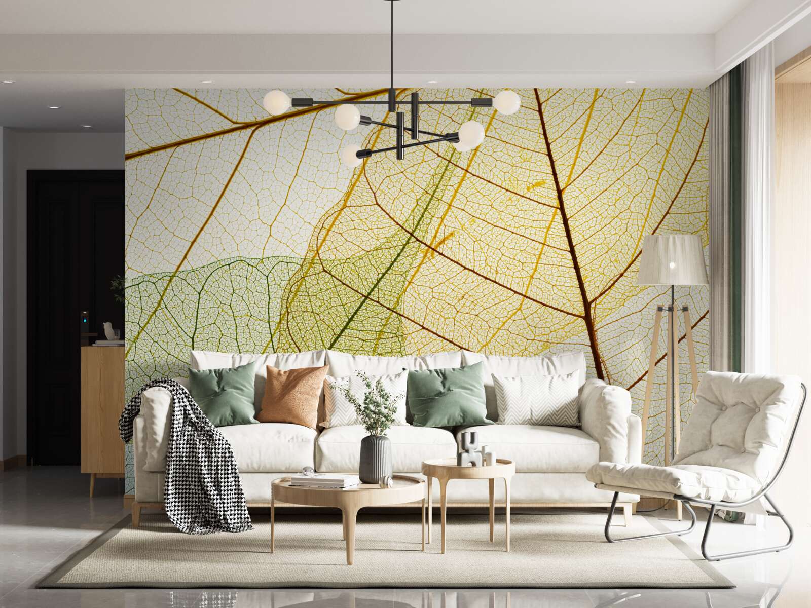 Fototapet frunze de toamnă, transparente și galbene