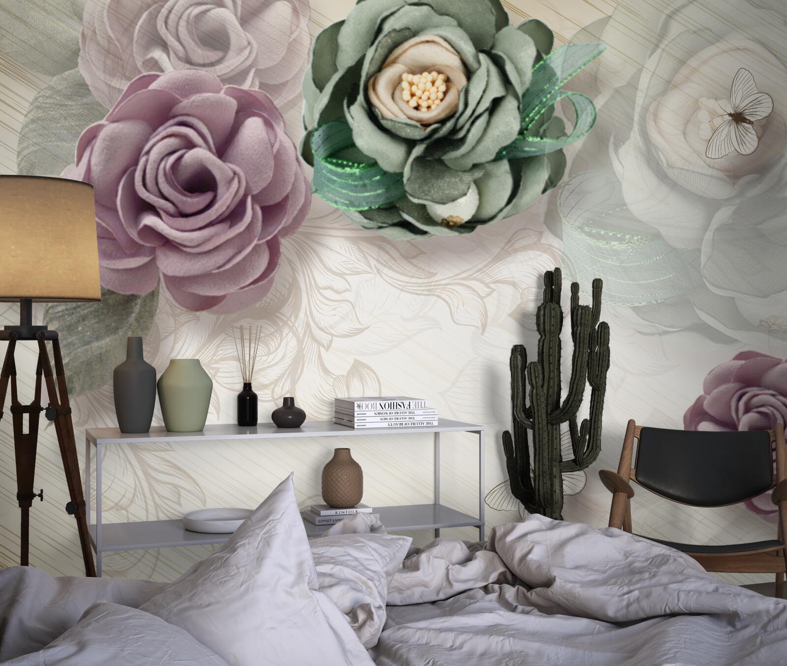 Fototapet picturi unice pitorești cu trandafiri