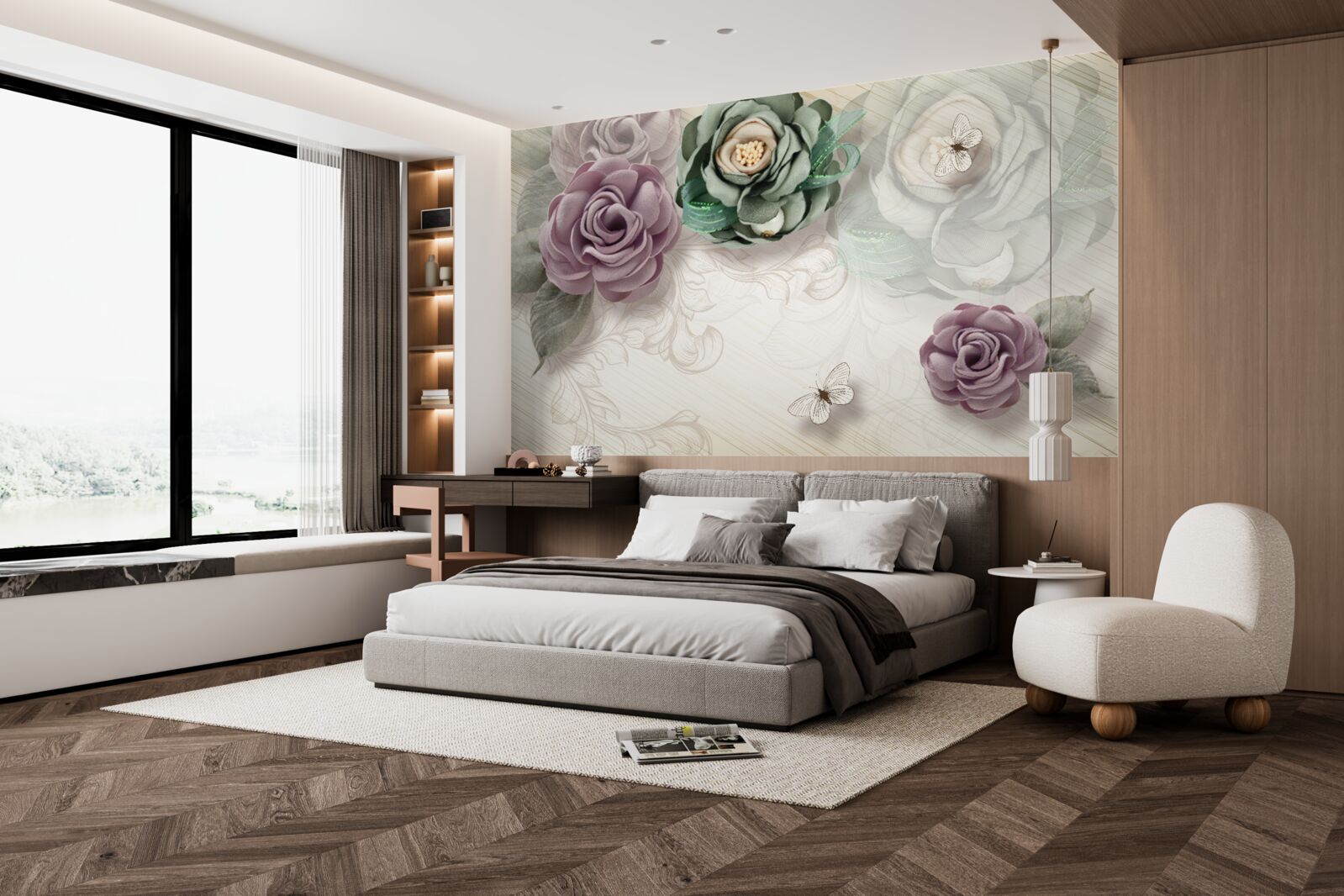 Fototapet picturi unice pitorești cu trandafiri