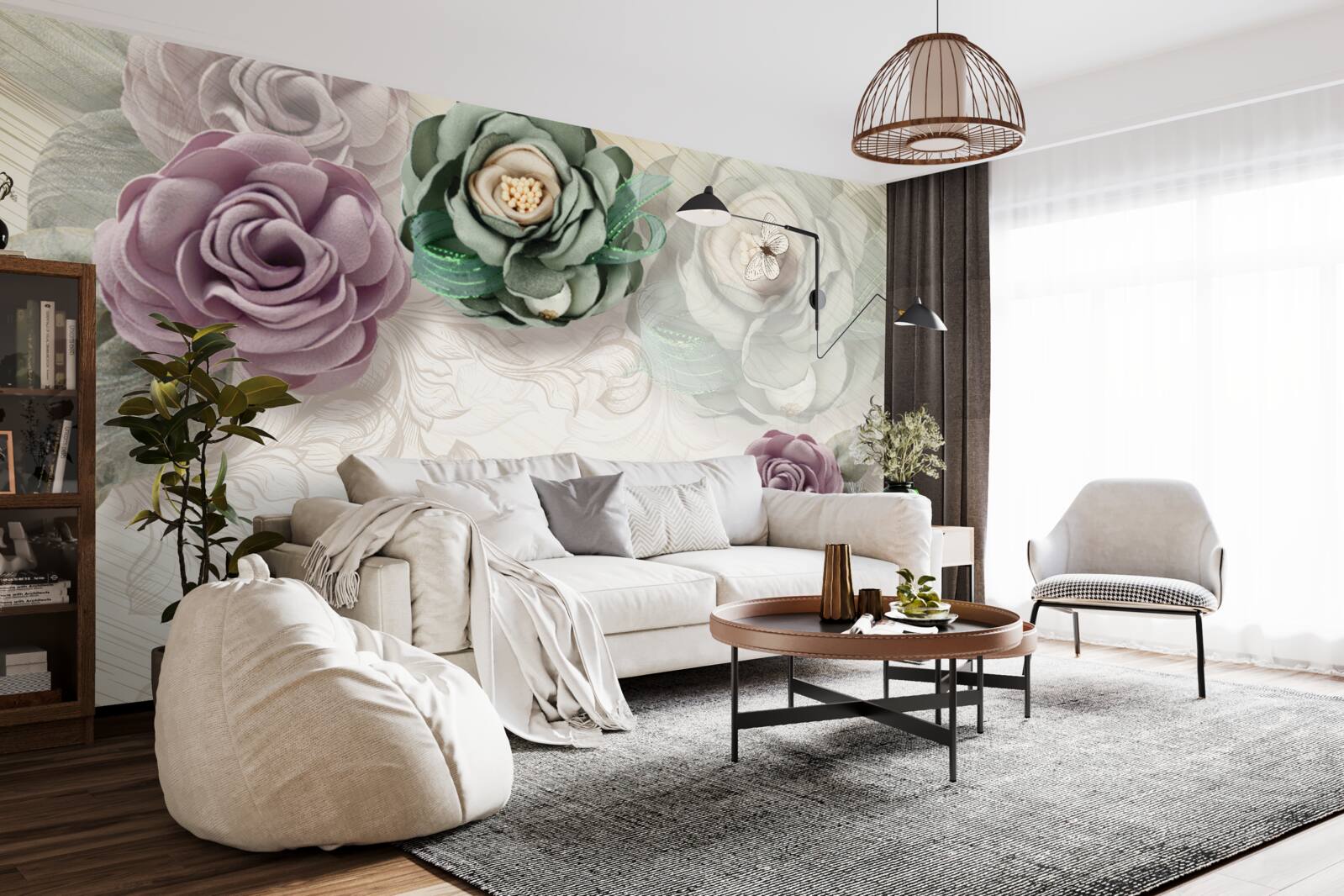 Fototapet picturi unice pitorești cu trandafiri