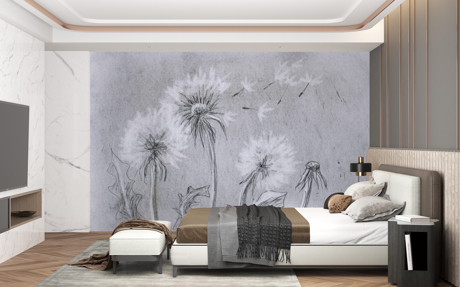 Fototapet călătoria delicată a păpădiei în aer