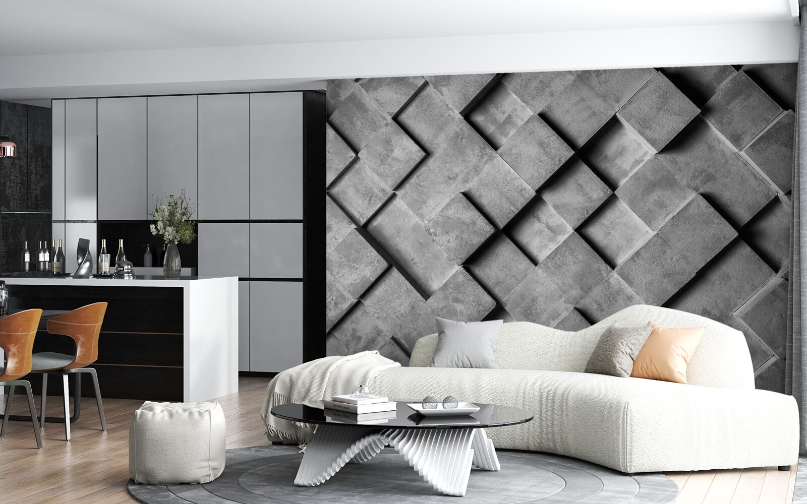 Fototapet dreptunghiuri 3d în gri