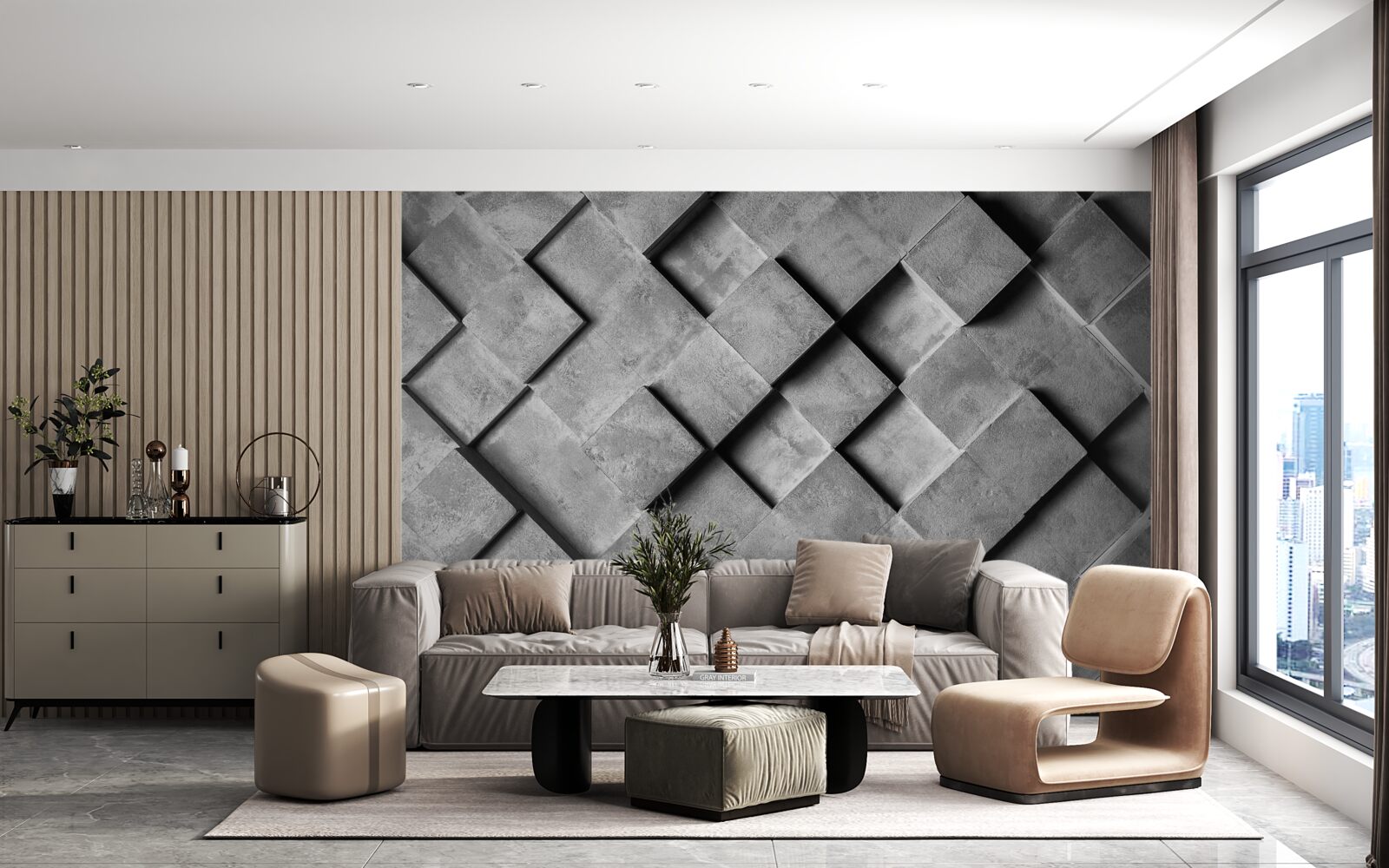 Fototapet dreptunghiuri 3d în gri