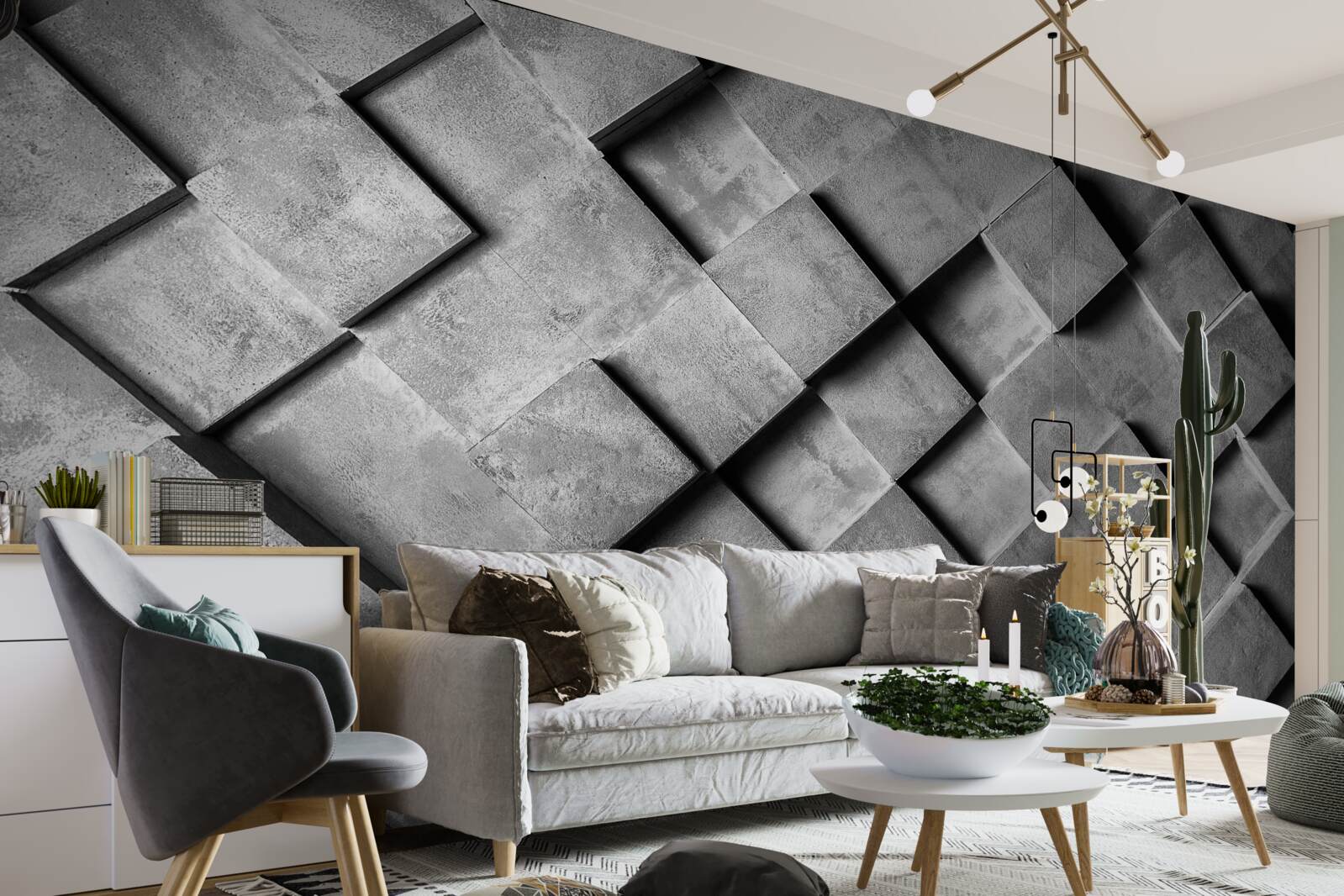 Fototapet dreptunghiuri 3d în gri