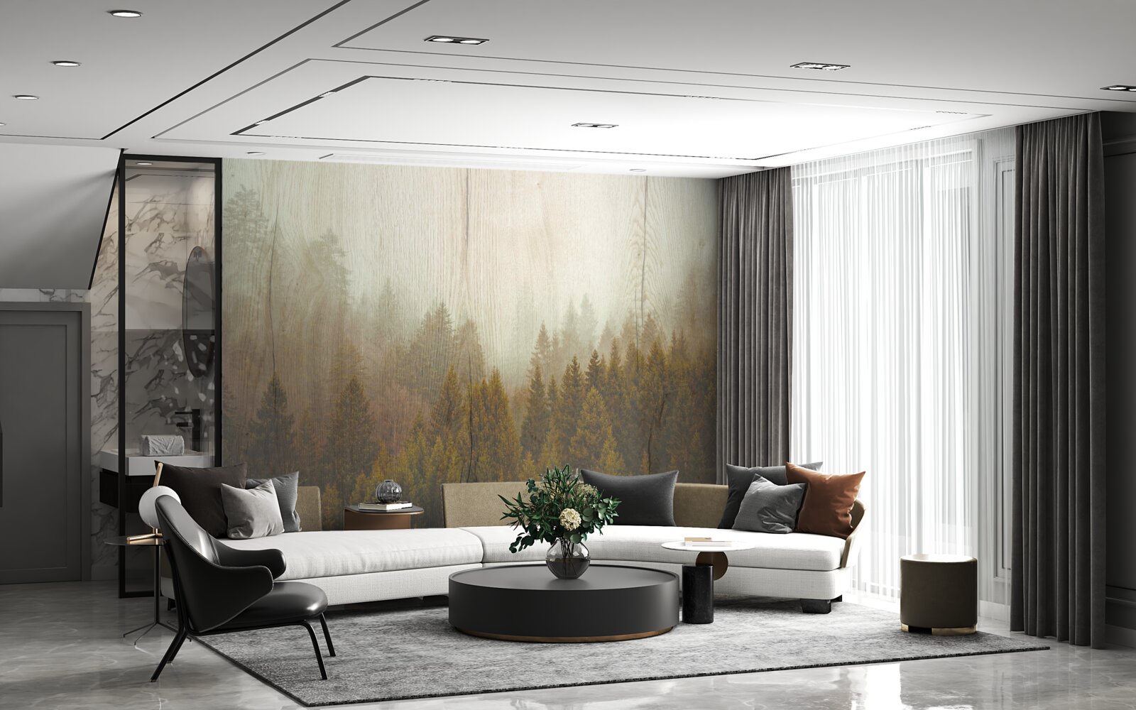 Fototapet pădure cețoasă în toamnă