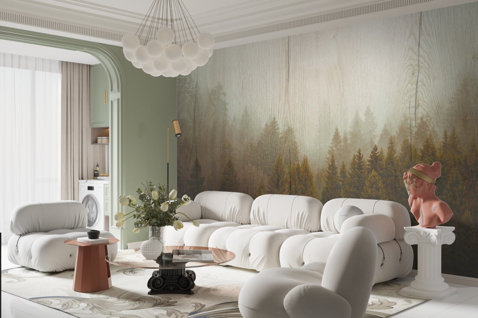 Fototapet pădure cețoasă în toamnă