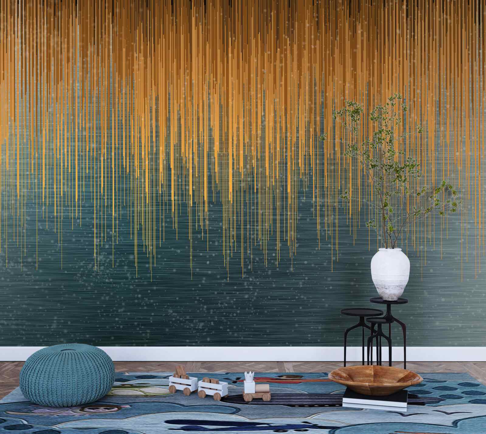 Fototapet ramuri de salcie în rochie de toamnă deasupra suprafeței apei