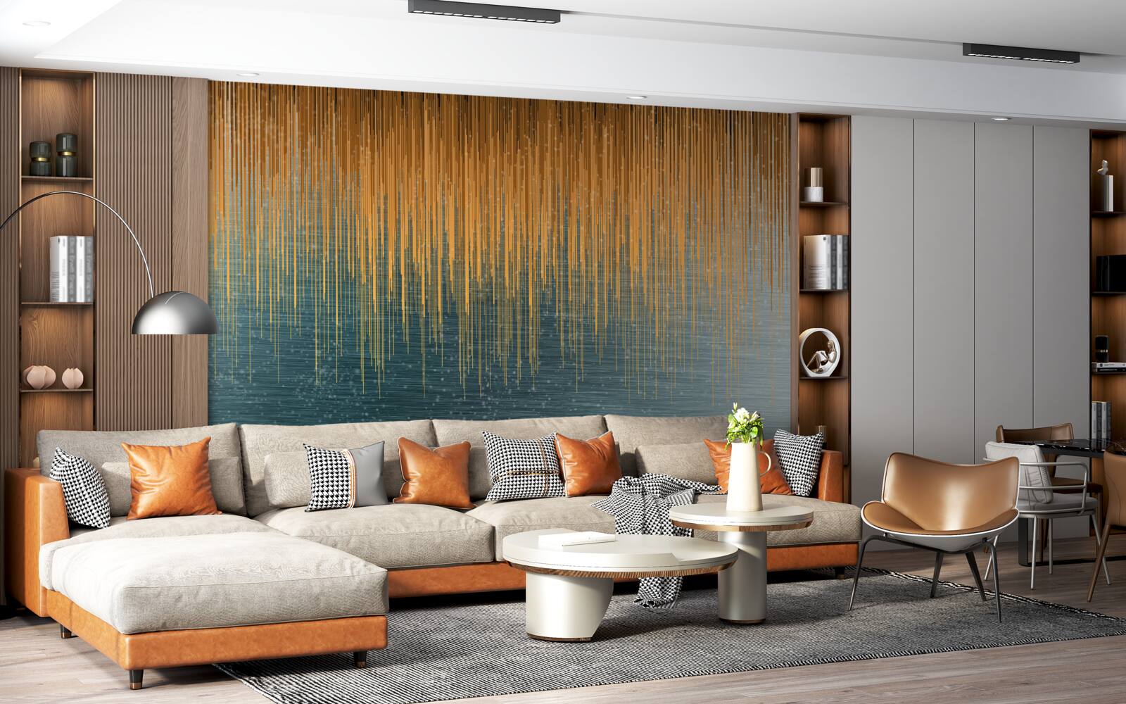 Fototapet ramuri de salcie în rochie de toamnă deasupra suprafeței apei