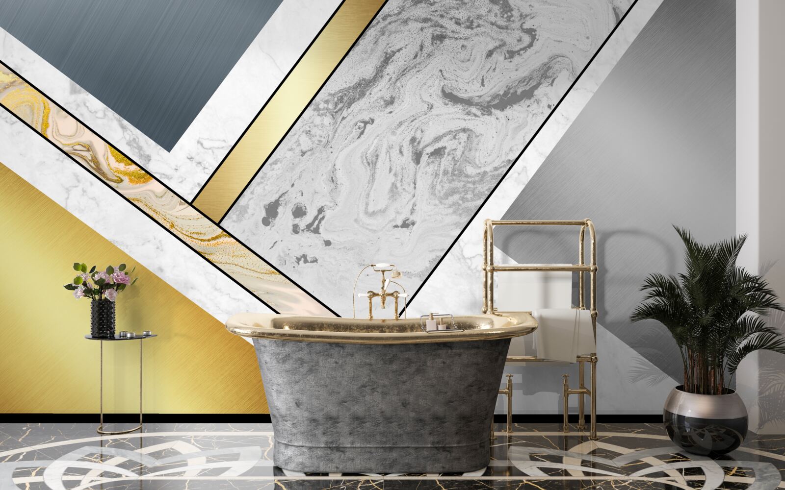 Fototapet combinație de diferite tipuri de marmură