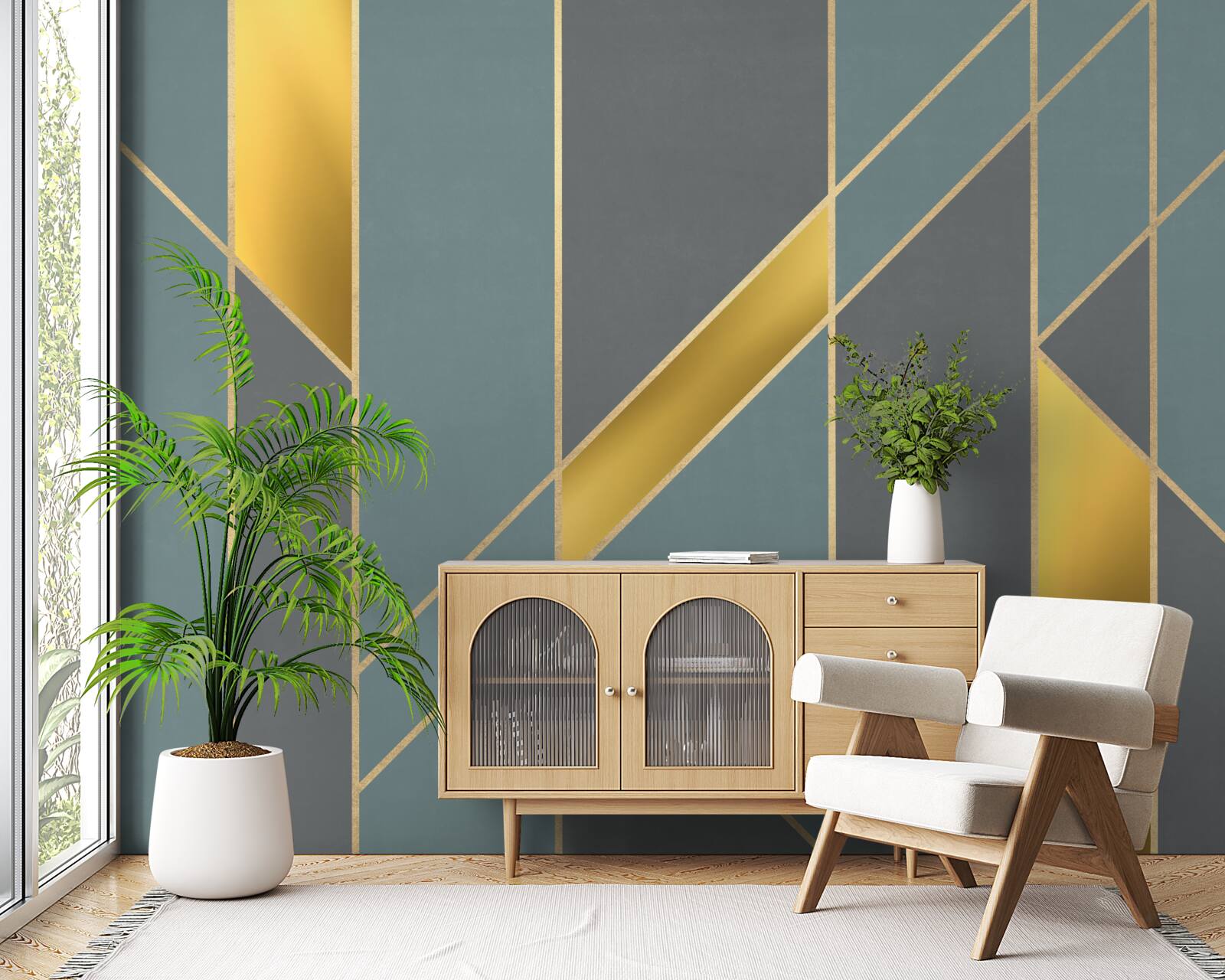 Fototapet cifre albastre cu accente aurii