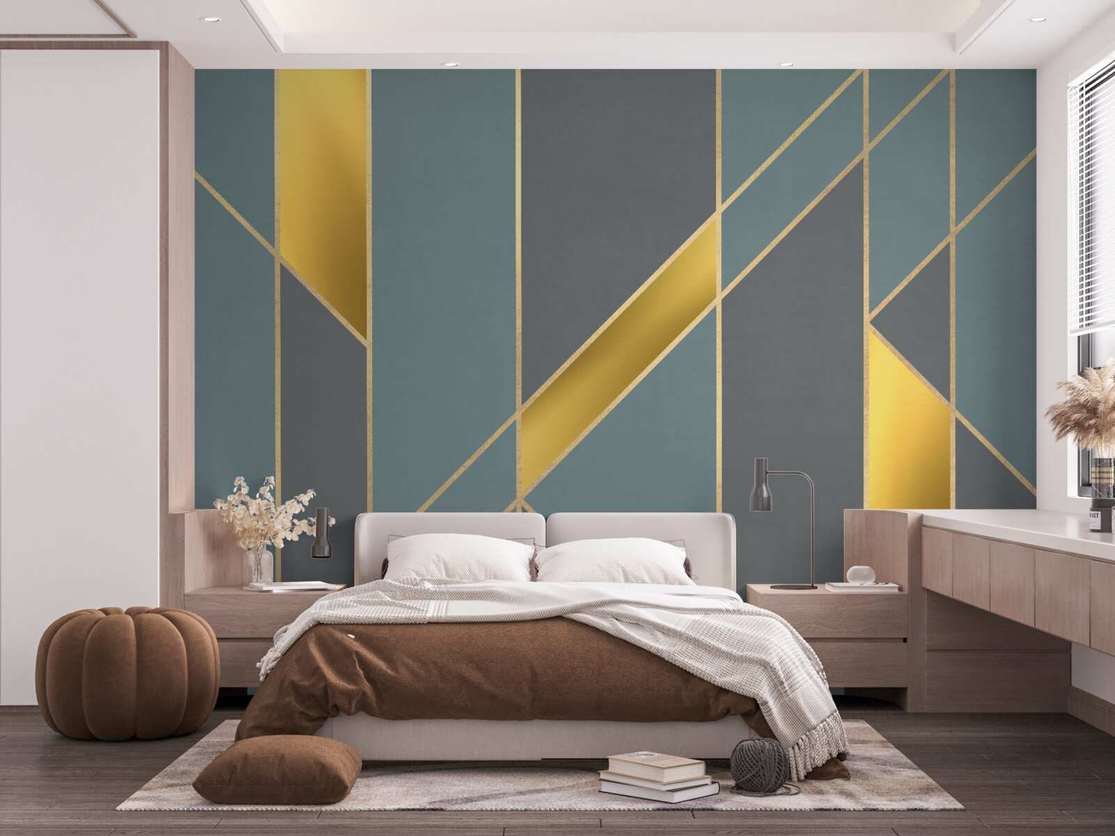 Fototapet cifre albastre cu accente aurii