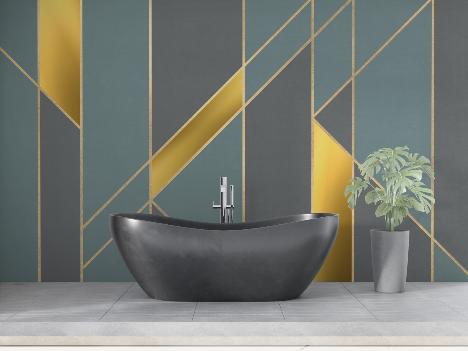 Fototapet cifre albastre cu accente aurii