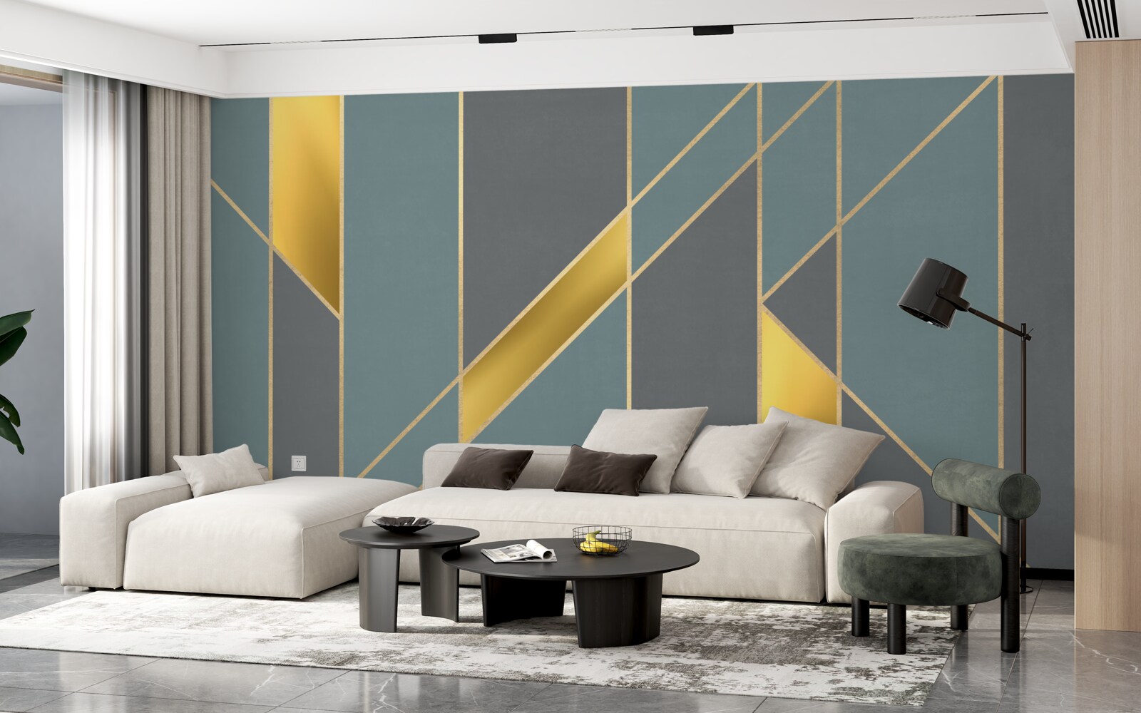 Fototapet cifre albastre cu accente aurii