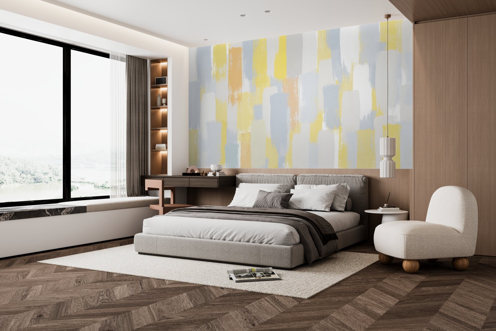 Fototapet linii verticale aurii și luminoase