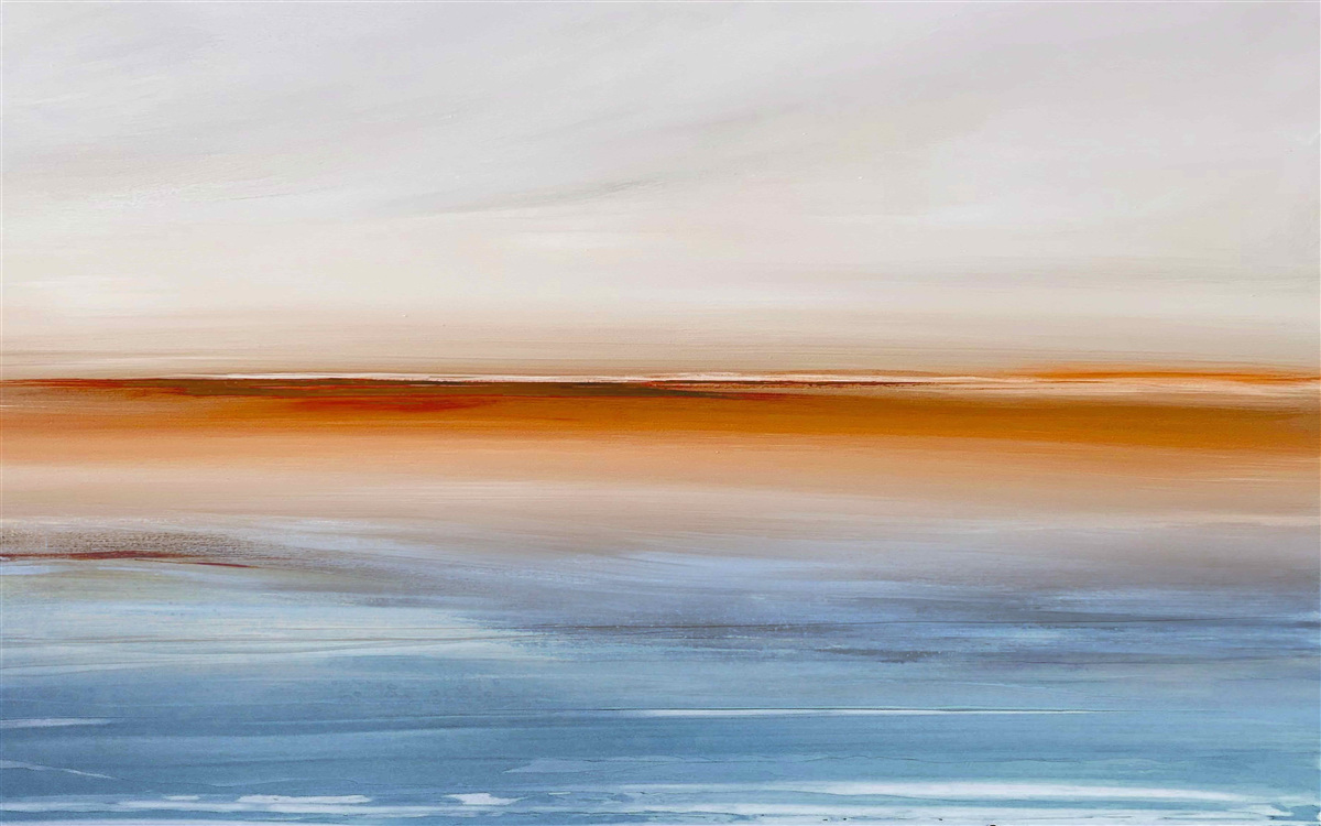 Fototapet calm pe râu sub apusul de seară