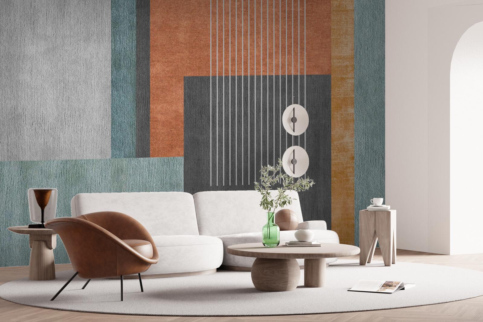 Fototapet dreptunghiuri în nuanțe pastelate și linii orientate vertical