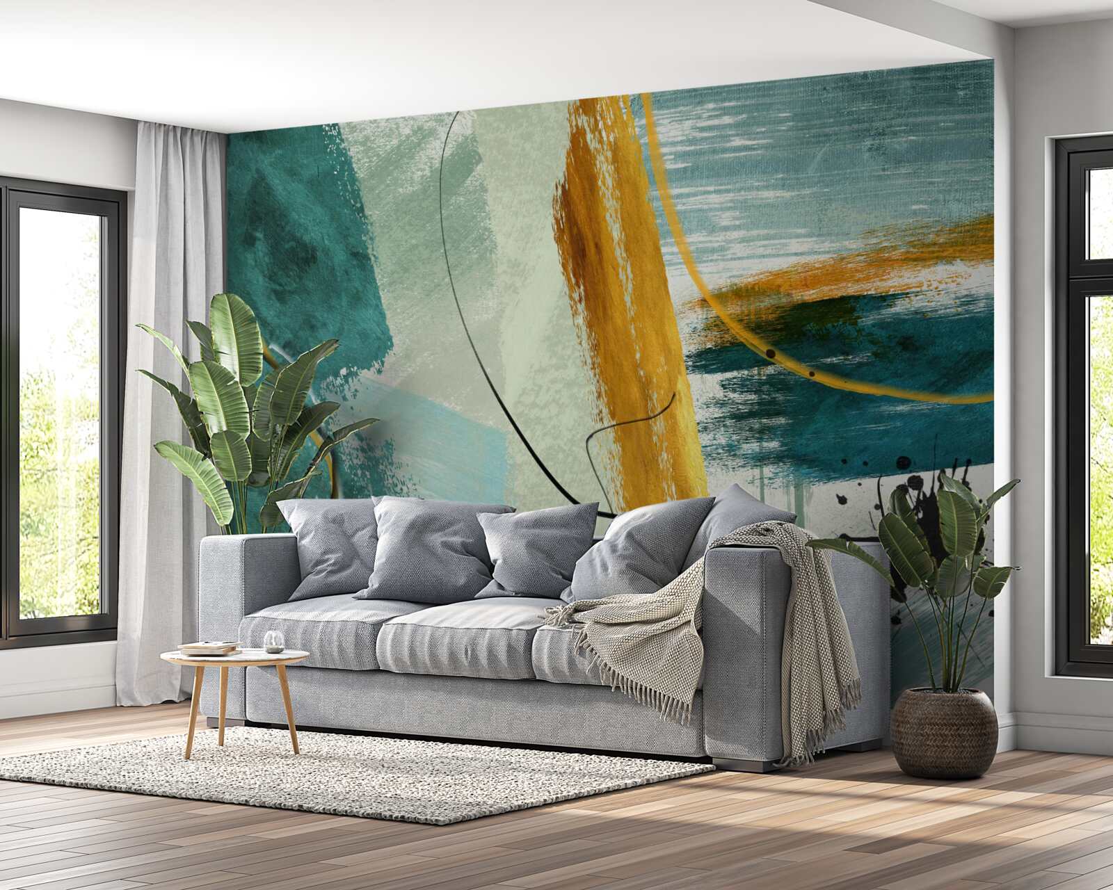 Fototapet imagine abstractă a modernității pe un fundal albastru